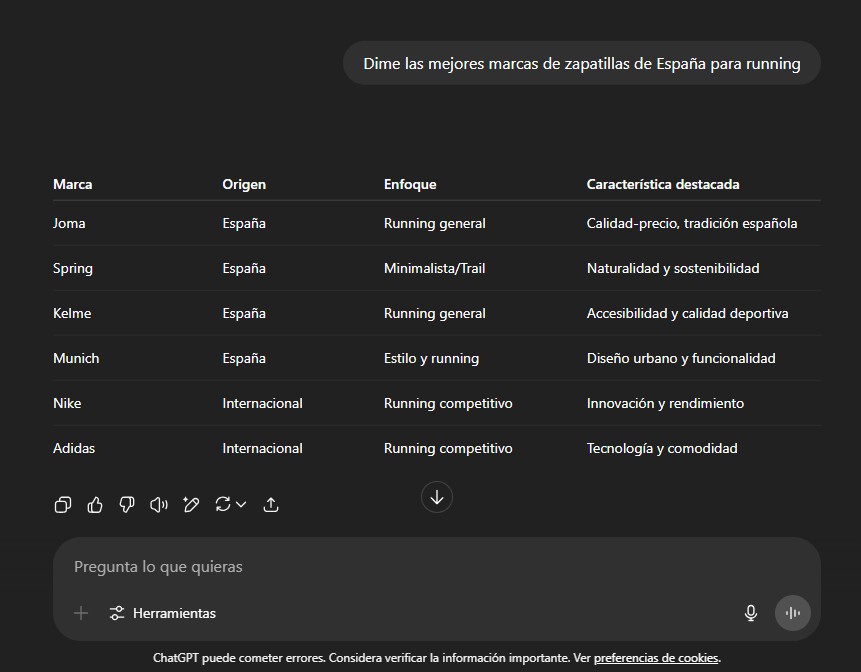 ejemplo de respuesta de chat gpt según el GEO SEO
